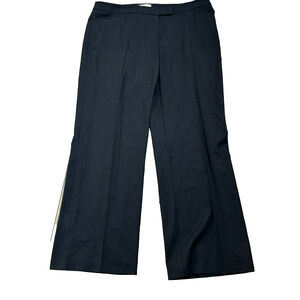 ELLEN TRACY NWT Women 16 Black Wool Modern Boot Leg Trouser Pants Pockets Career